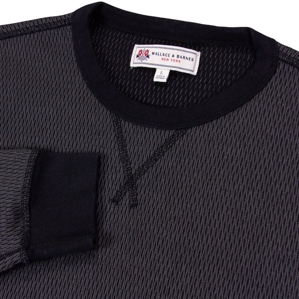 Wallace & Barnes Mens L Gray Crew Neck Long Sleeve‎ Waffle Knit Sweater